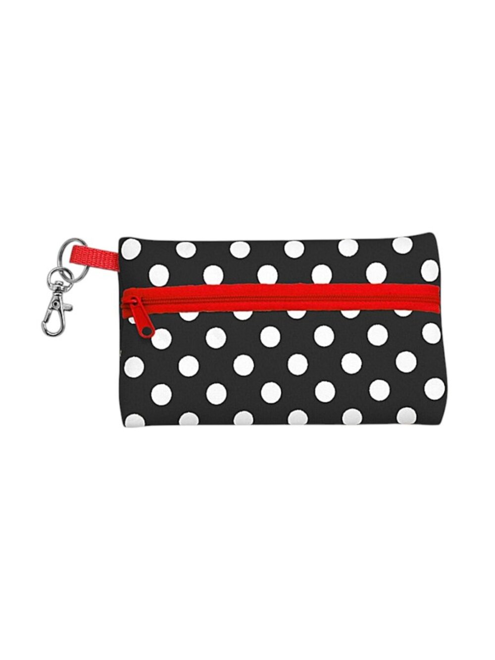 Black with Red Neoprene Zippered Student ID Case with Key Ring